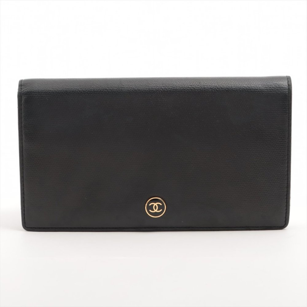 CHANEL Black Leather Long CC Continental Wallet